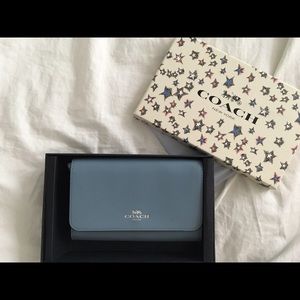 Coach New York Powder Blue Leather Wristlet