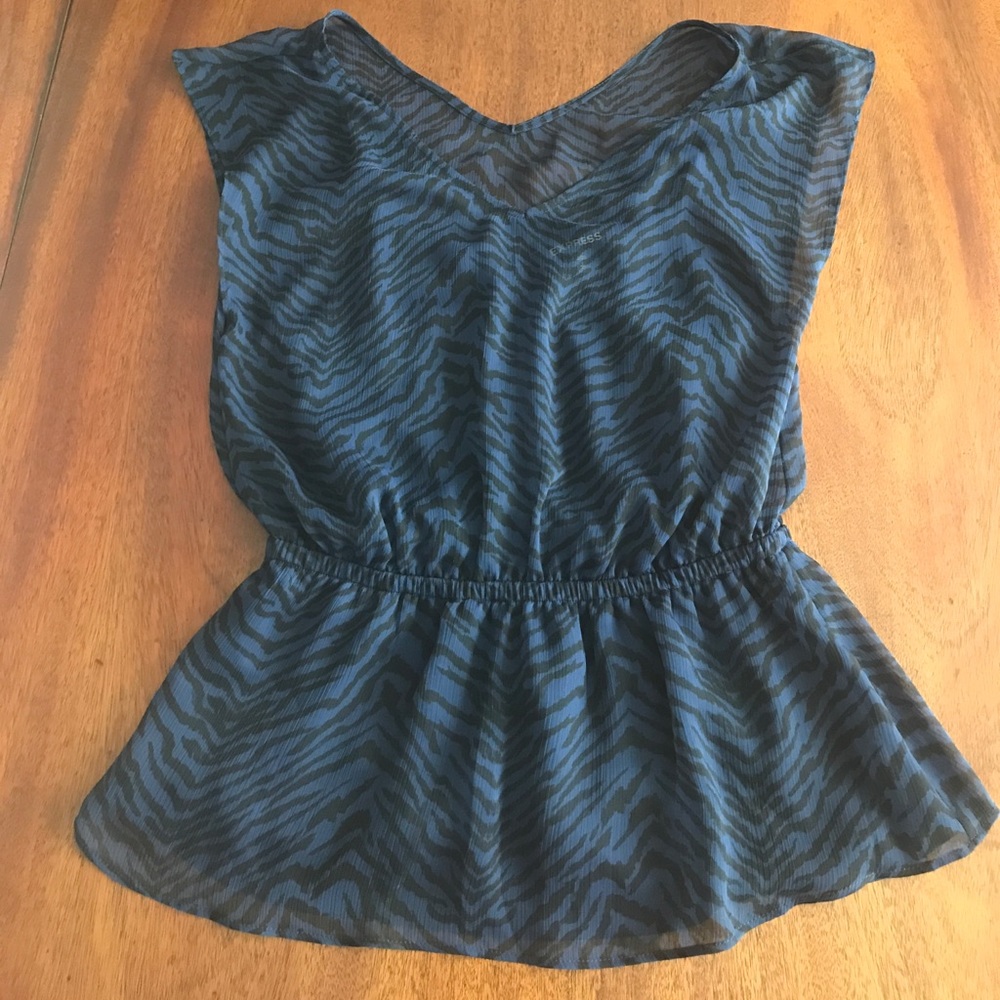 Express Black and navy animal print blouse