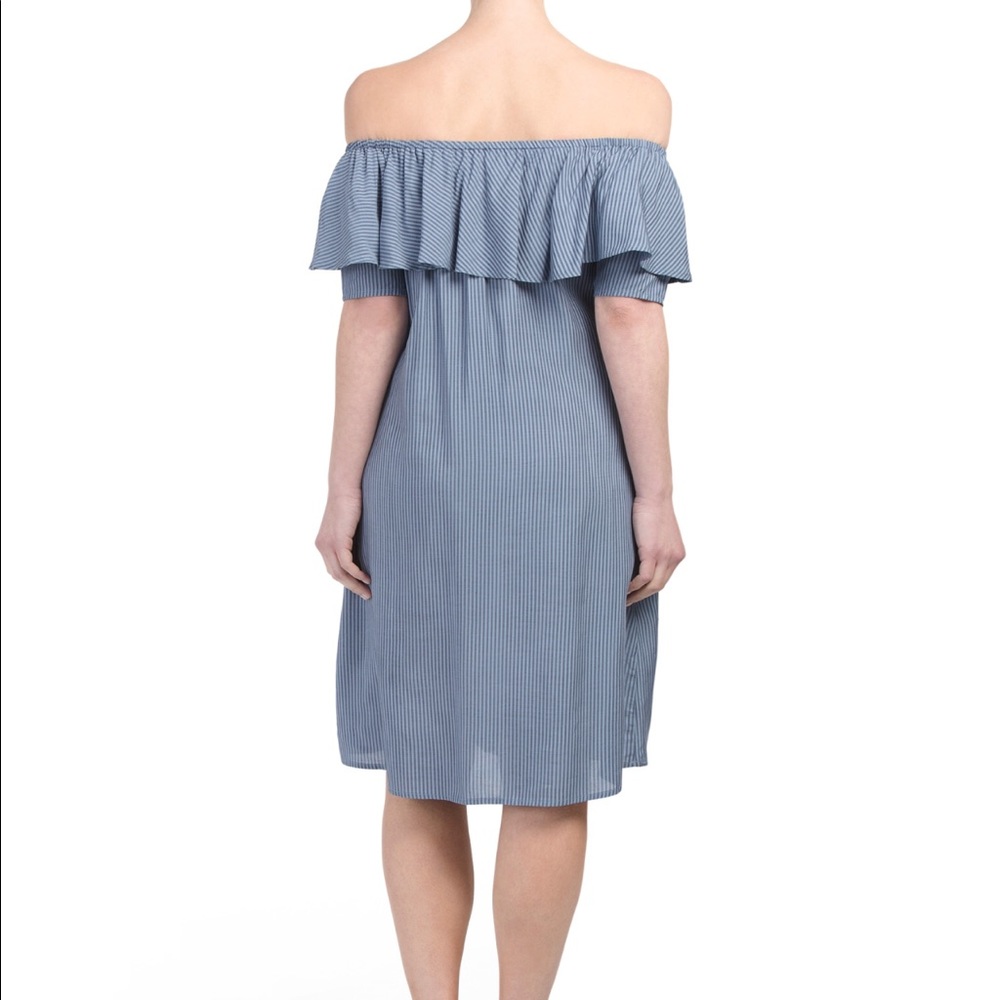 Striped Ruffled Off the Shoulder Dress - Picture 2 of 3