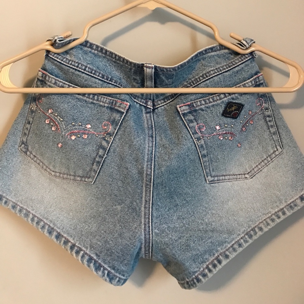 Denim shorts.