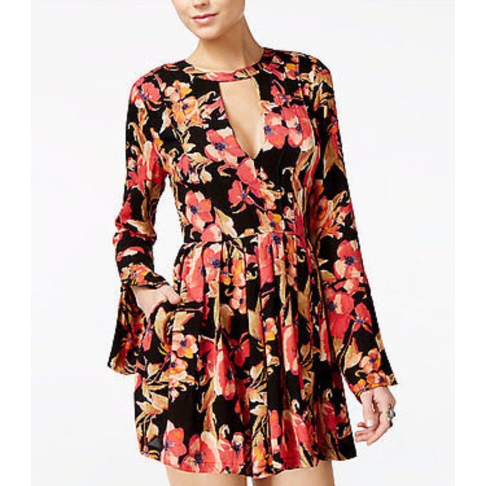 Free people tegan cut out mini floral dress