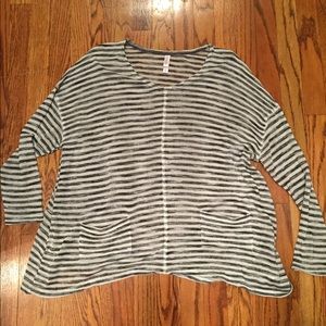 Stripped open weave sweater