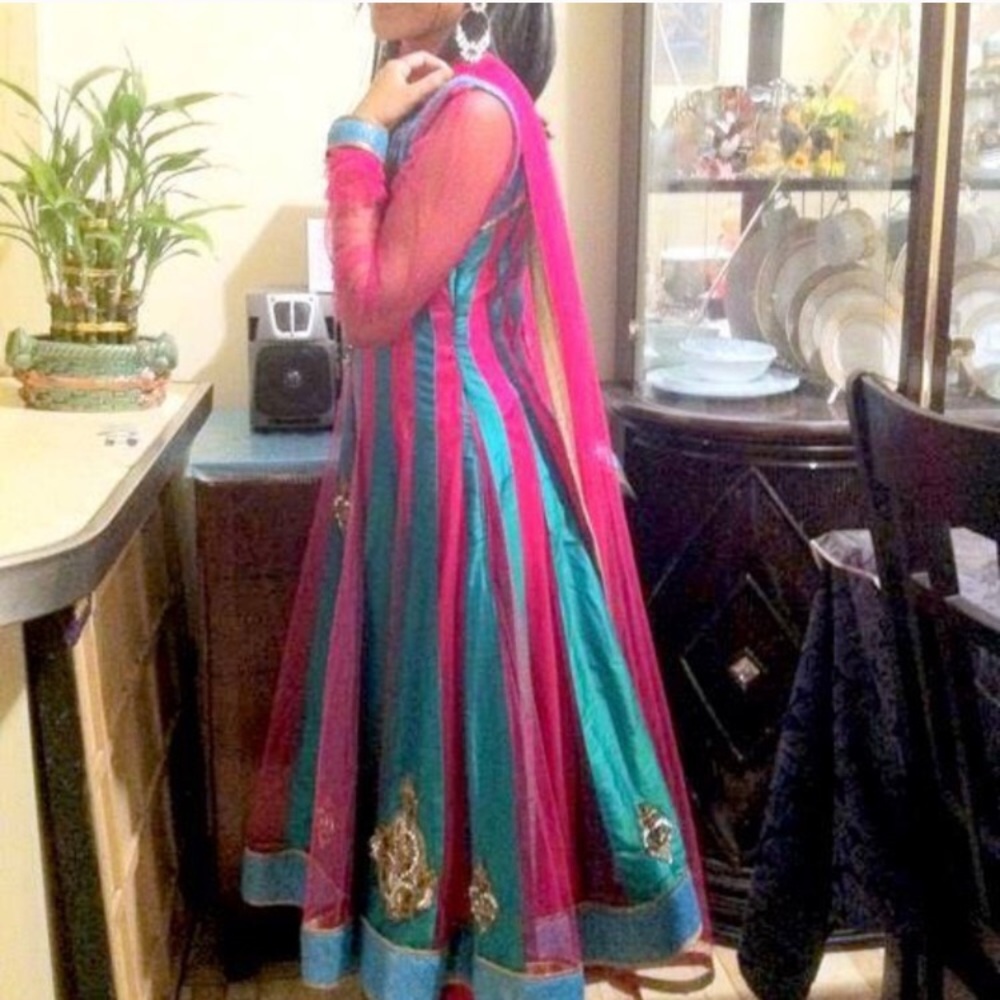 Indian churidaar dress pink/green