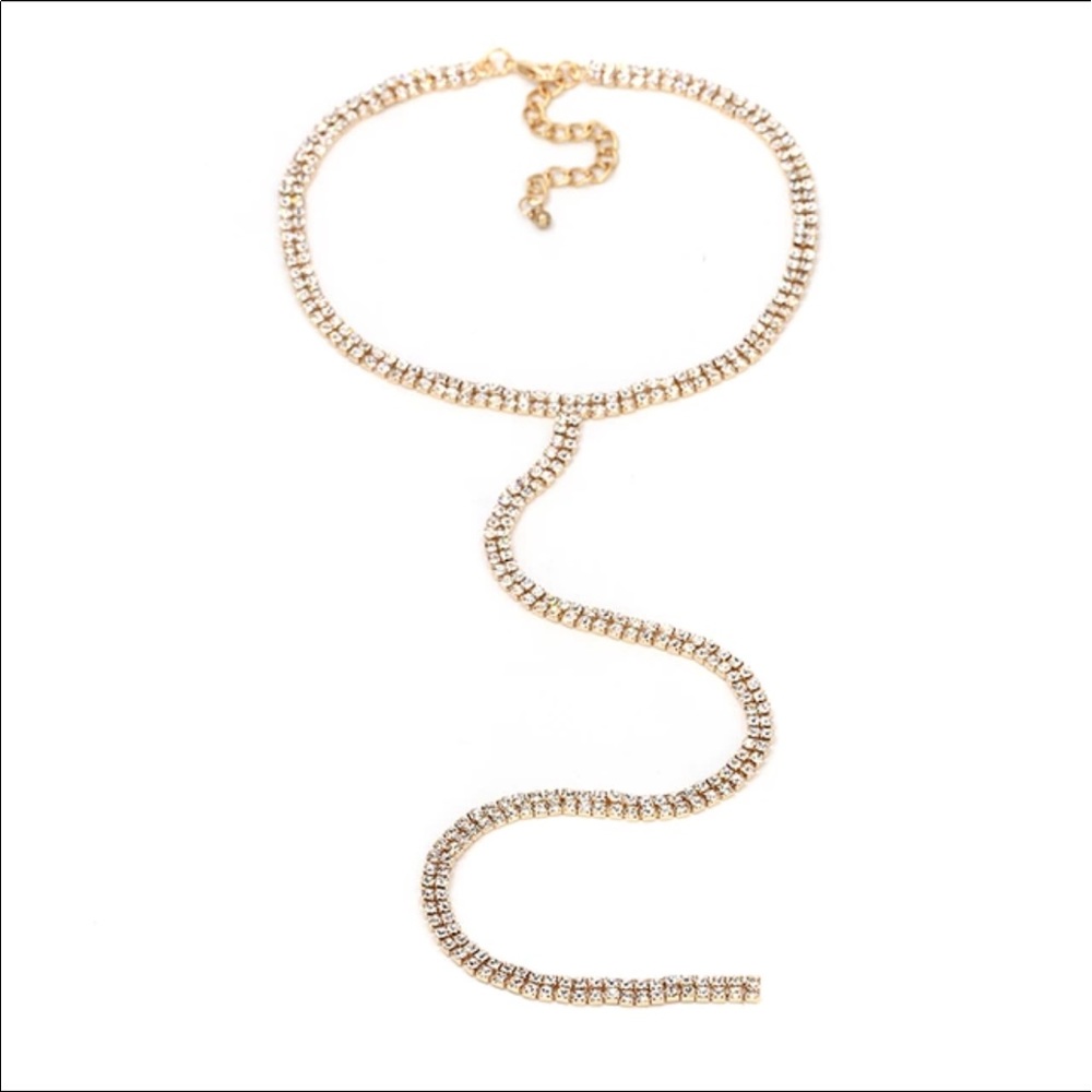 Gold crystal T choker
