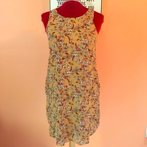 Tan Floral Dress with POCKETS!