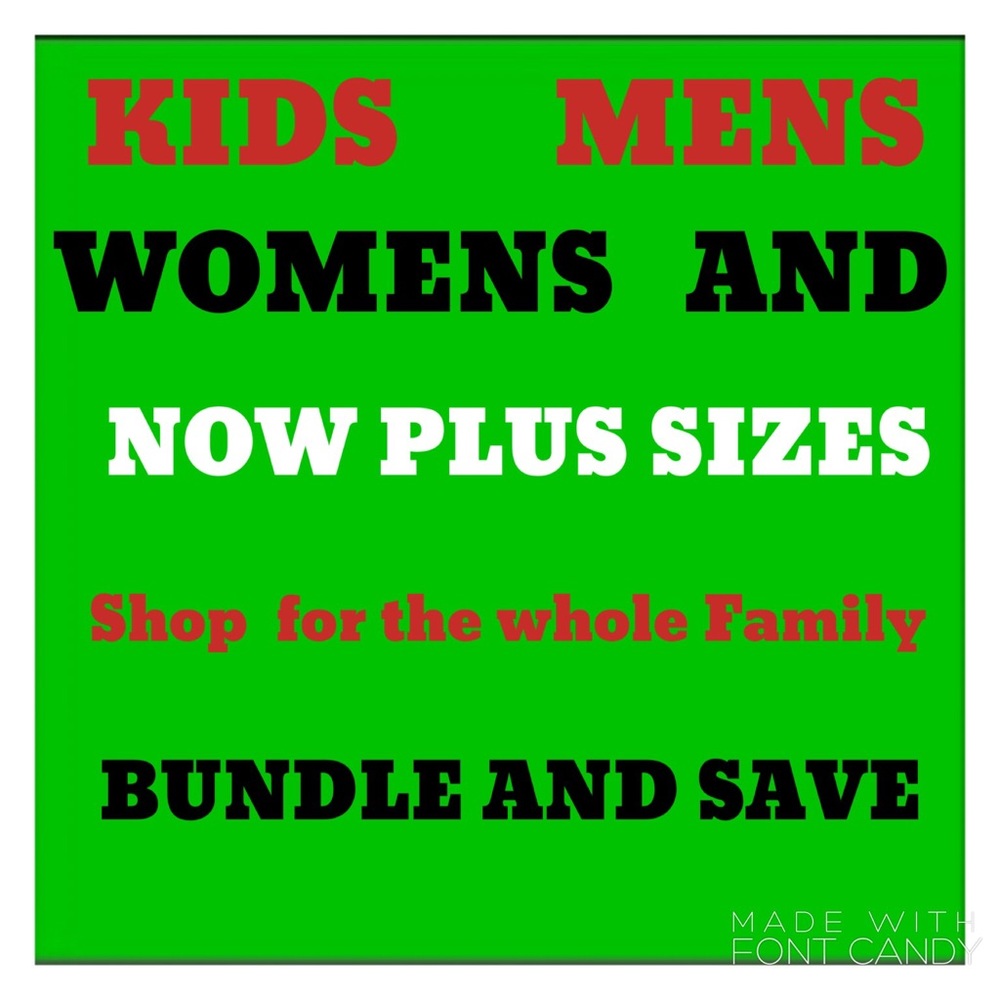 Find Kids, Men's, WOMENS, and Plus Sizes