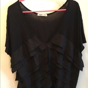 Black ruffle top