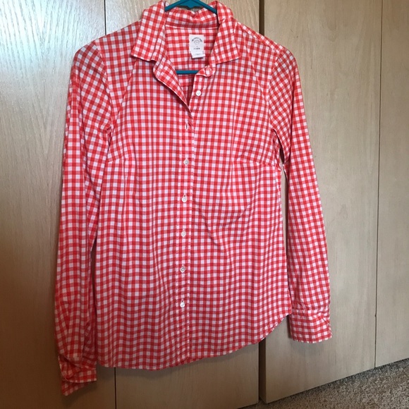 Jcrew orange gingham button up shirt - Picture 1 of 2