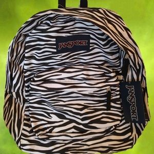 NWT JanSport Zebra Backpack w/Blk Zipper.  Classic