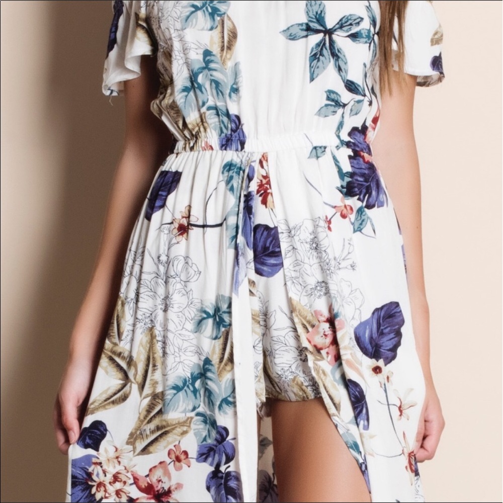 Off Shoulder Floral Maxi Romper - Picture 3 of 3