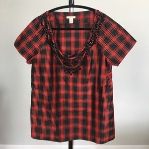 🔥 HOT SALE! J. Crew Silk & Beaded Top, Size 10