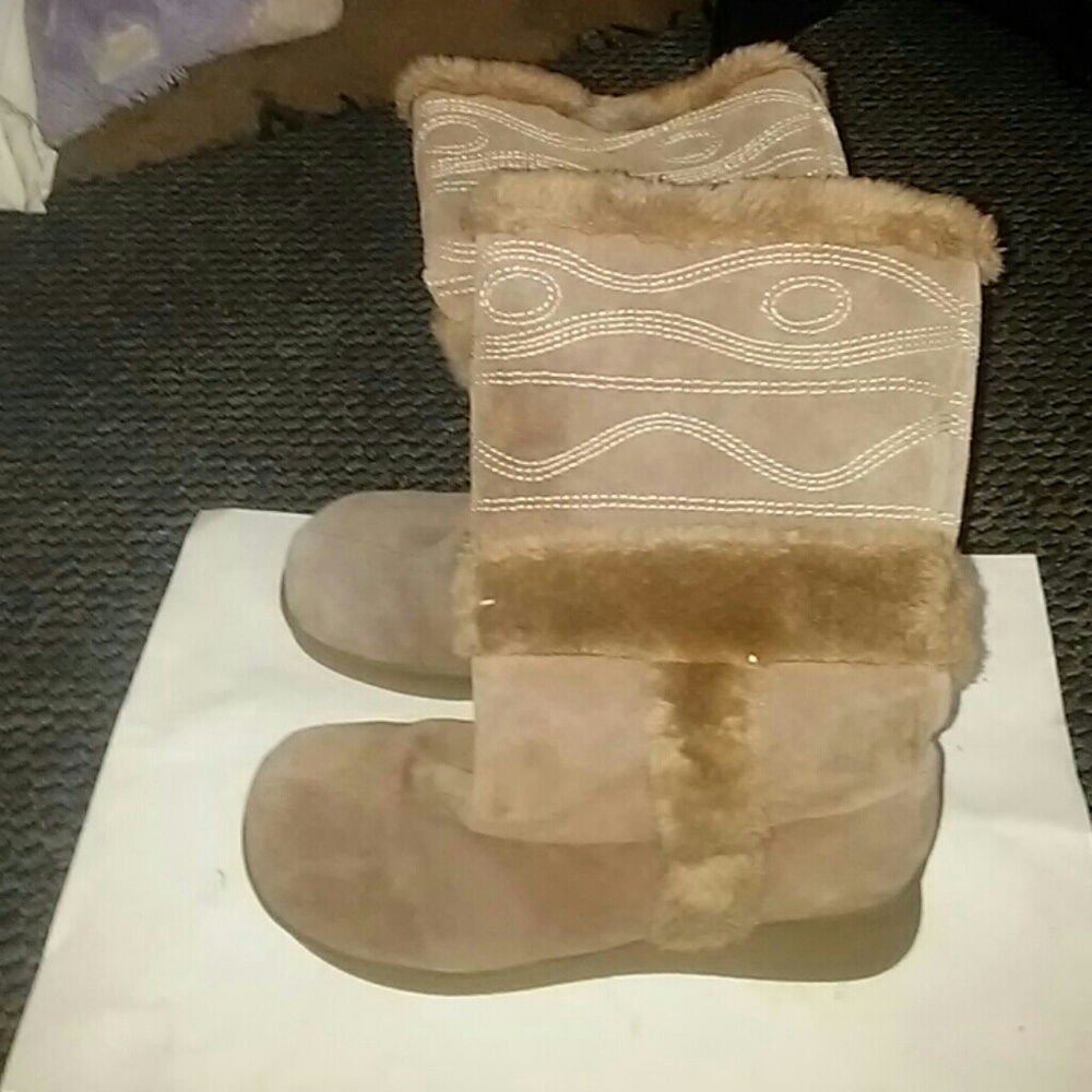 Calf high winter boot wedge heel