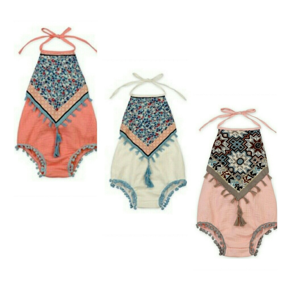Peach Baby boho Rompers