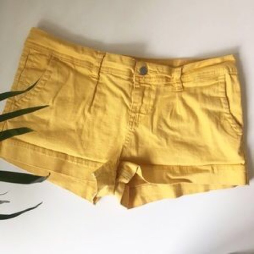 American rag denim shorts in pink and yellow