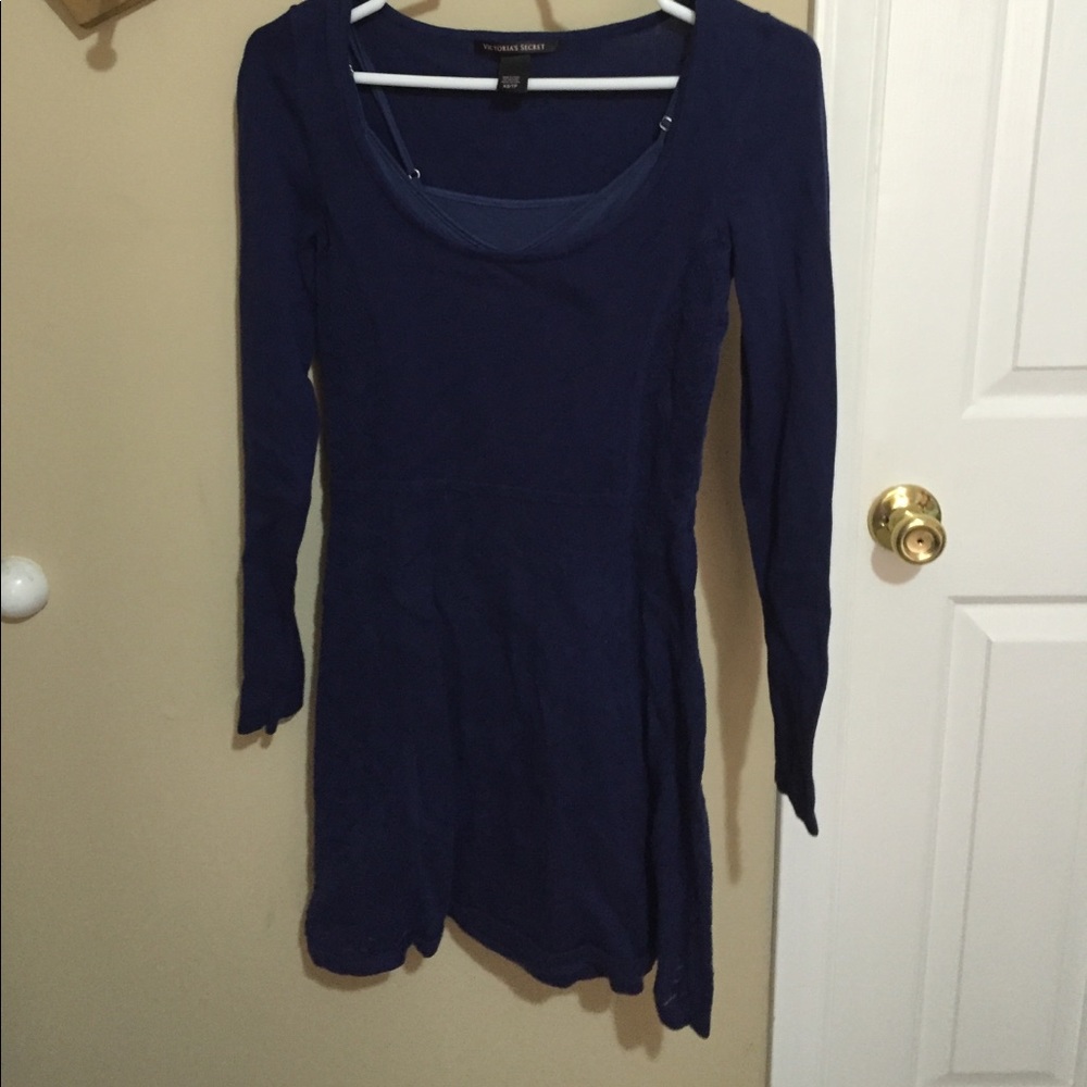 Blue sweater dress
