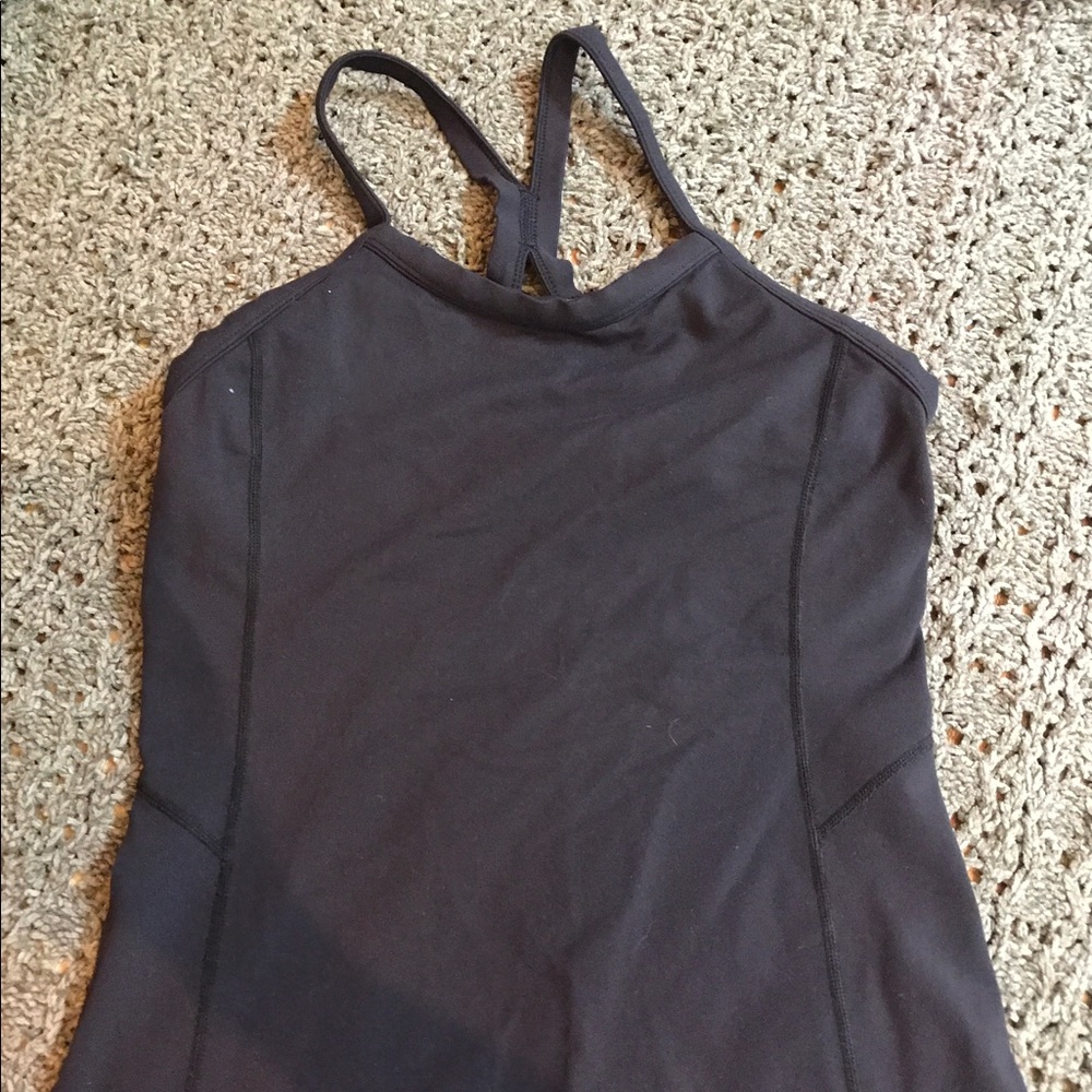 Black workout top with built in bra