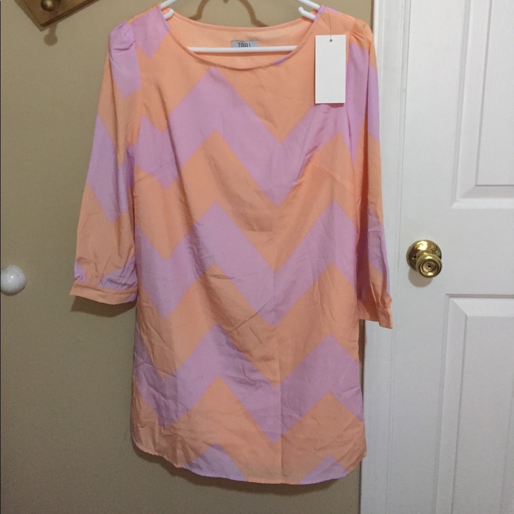 Peach and lilac shift dress