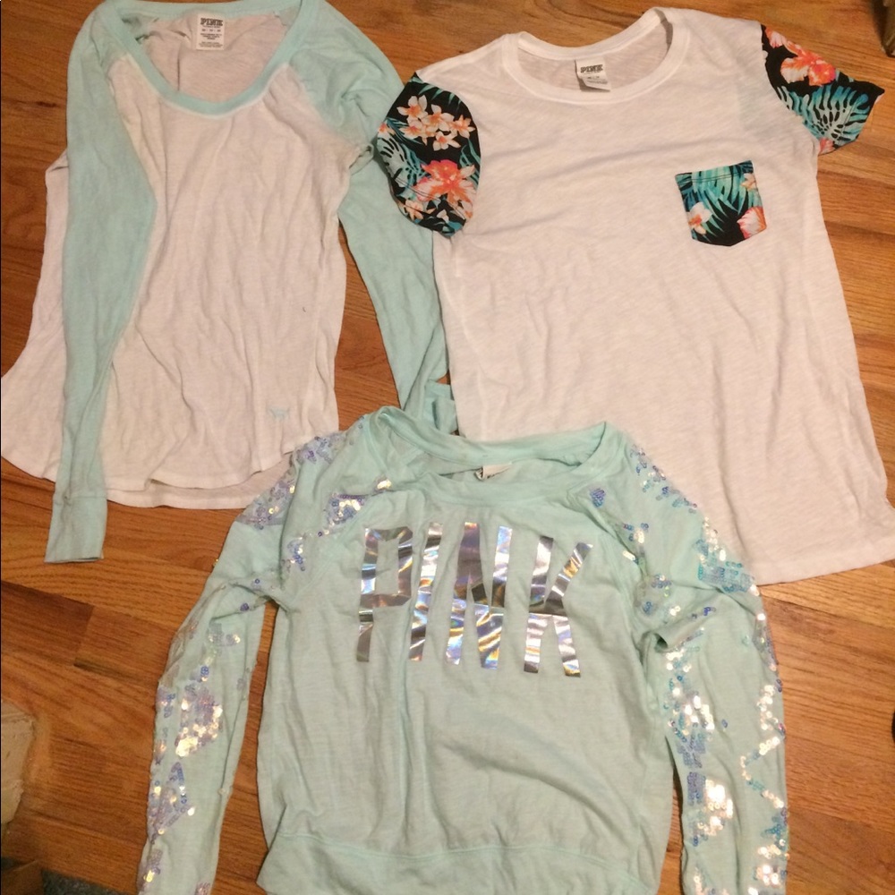 Bundle of pink short and long sleeve shirts