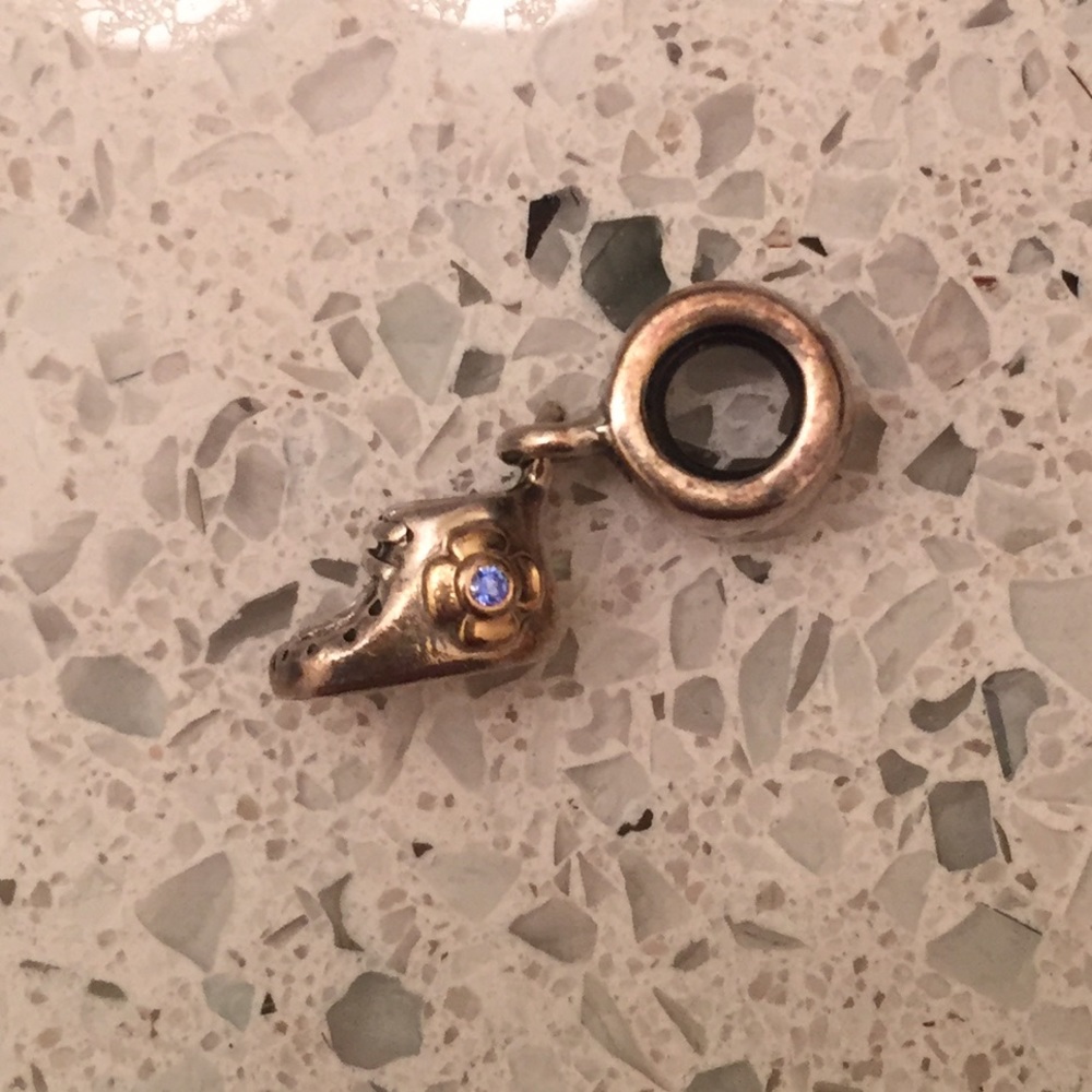 Pandora blue cz baby shoe bootie charm sterling