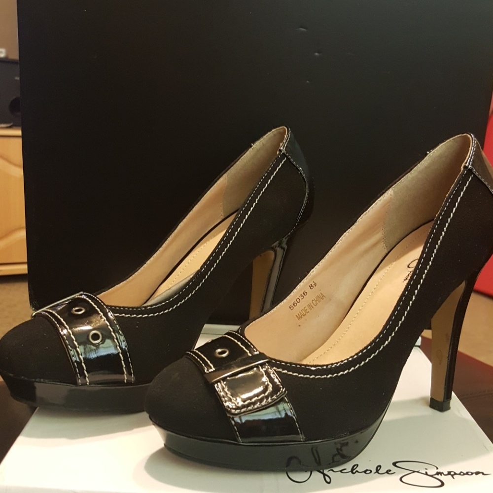 Nichole Simpson Black Buckle Pumps