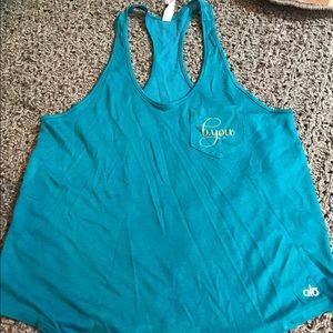 Blue/green alo yoga tank.