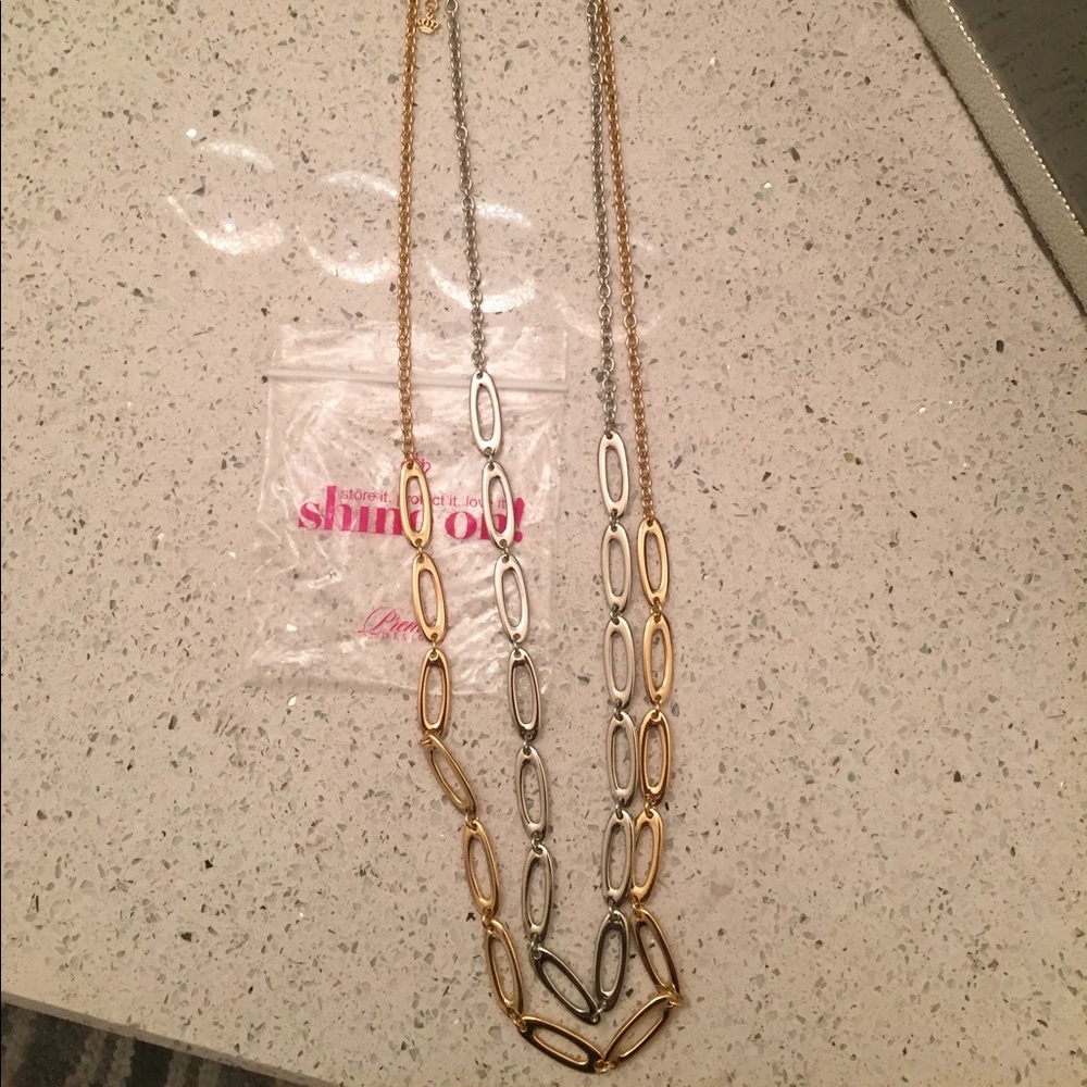 Premier jewelry silver and gold double chain long