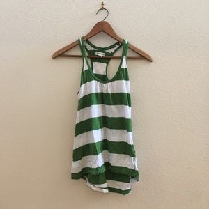 Racerback green and white stripe tank