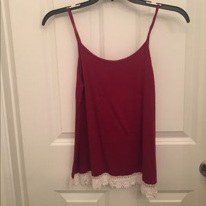 Red and Cream Crochet Tank Top