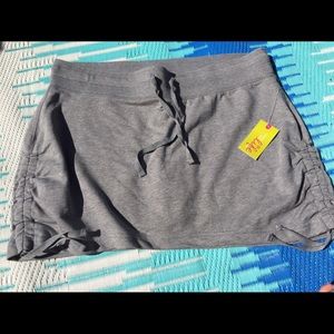 Shirred sports skort light grey