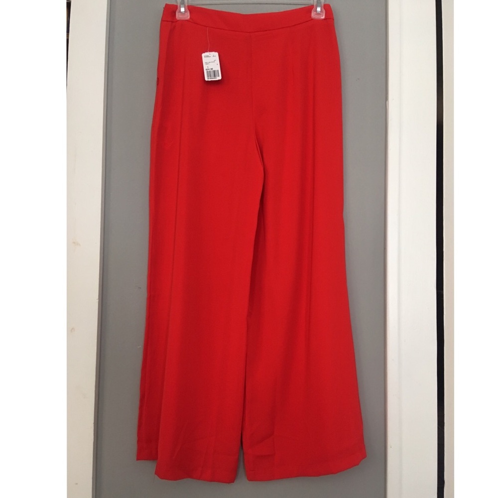 Red wide leg pants