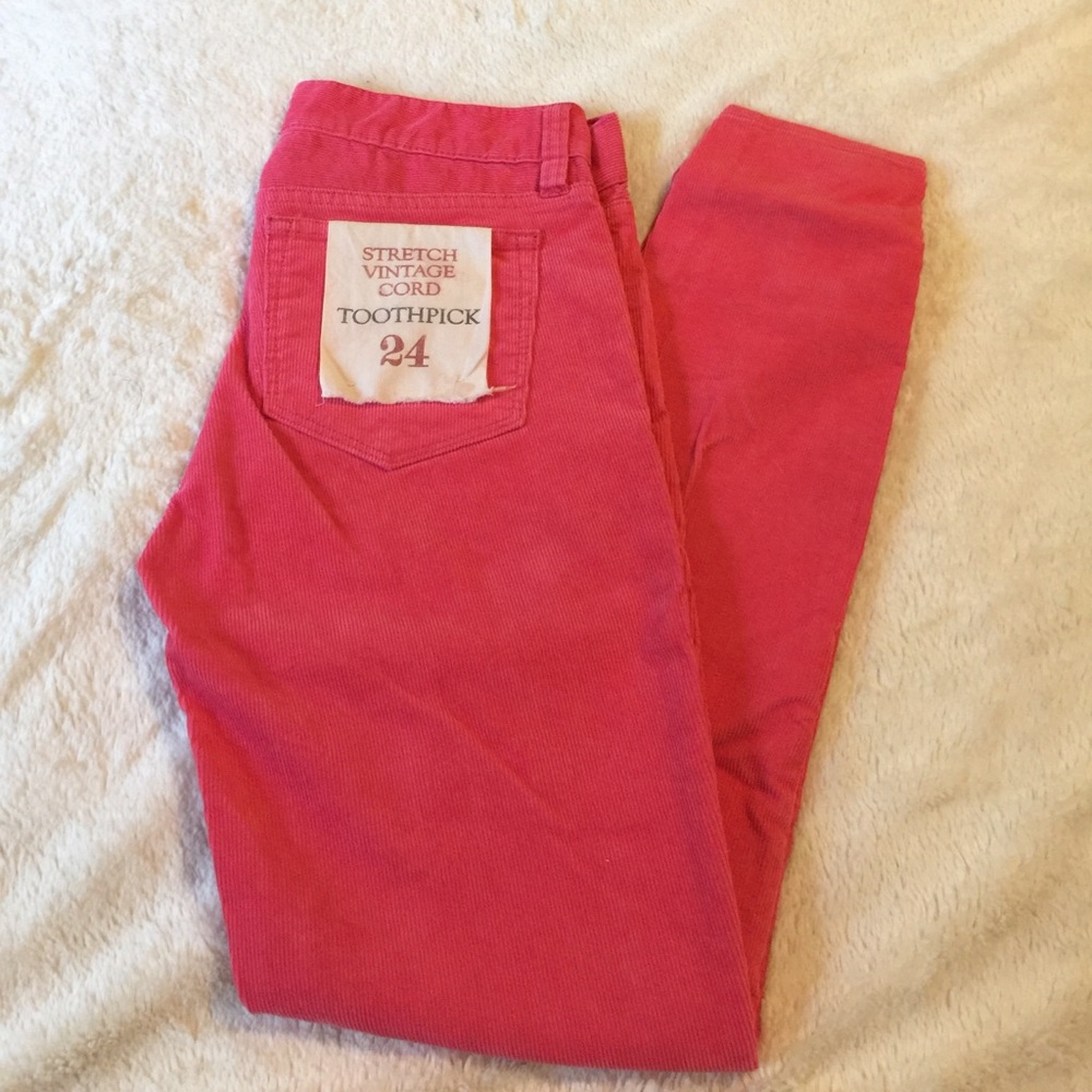 Size 24 coral J.crew corduroy toothpick pants