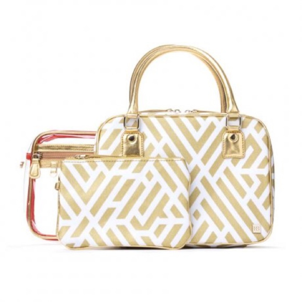 Hudson and Bleecker Gold and White Makeup Bag