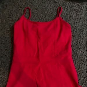 Red workout top with built in bra