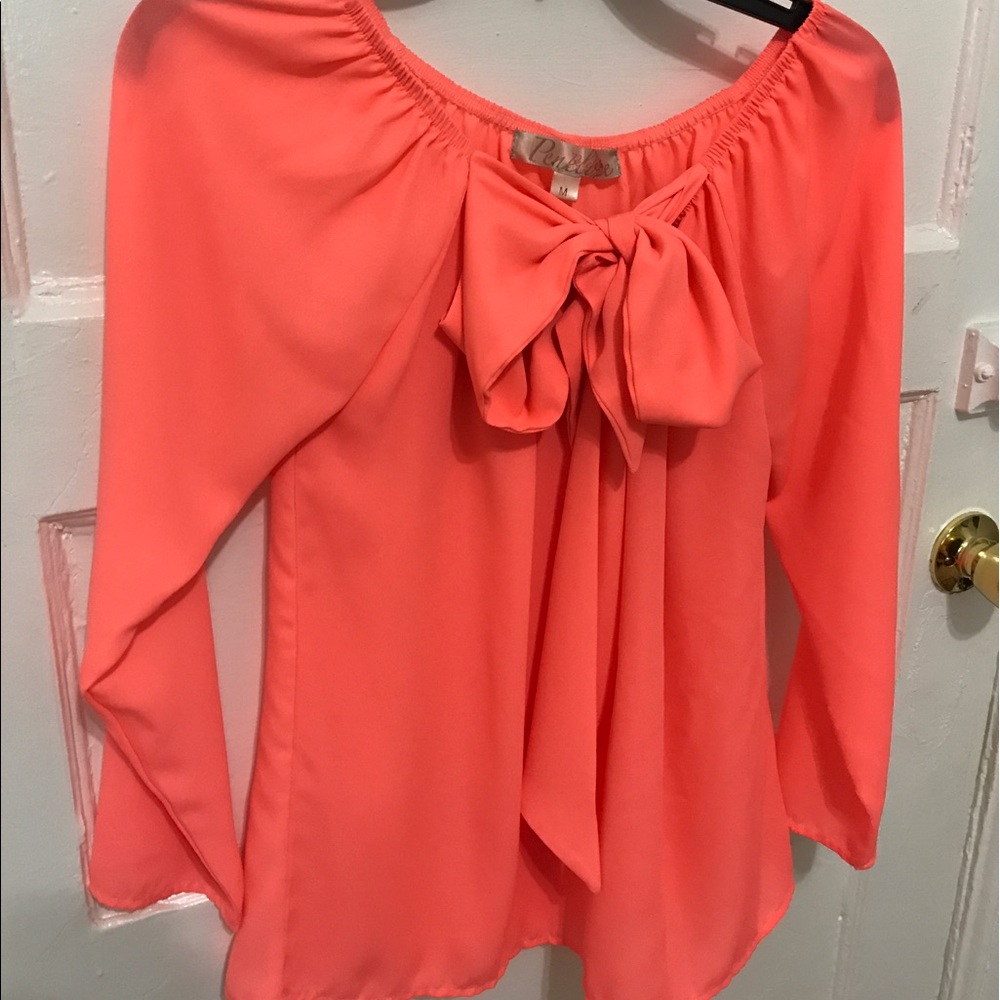 Florescent blouse with bow