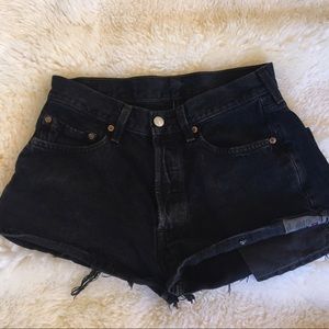 Levi's Black Distressed Denim Shorts
