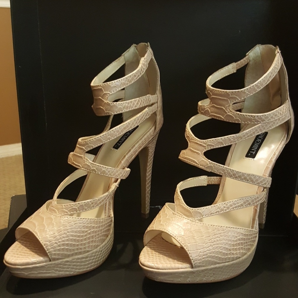 Faux snakeskin heels