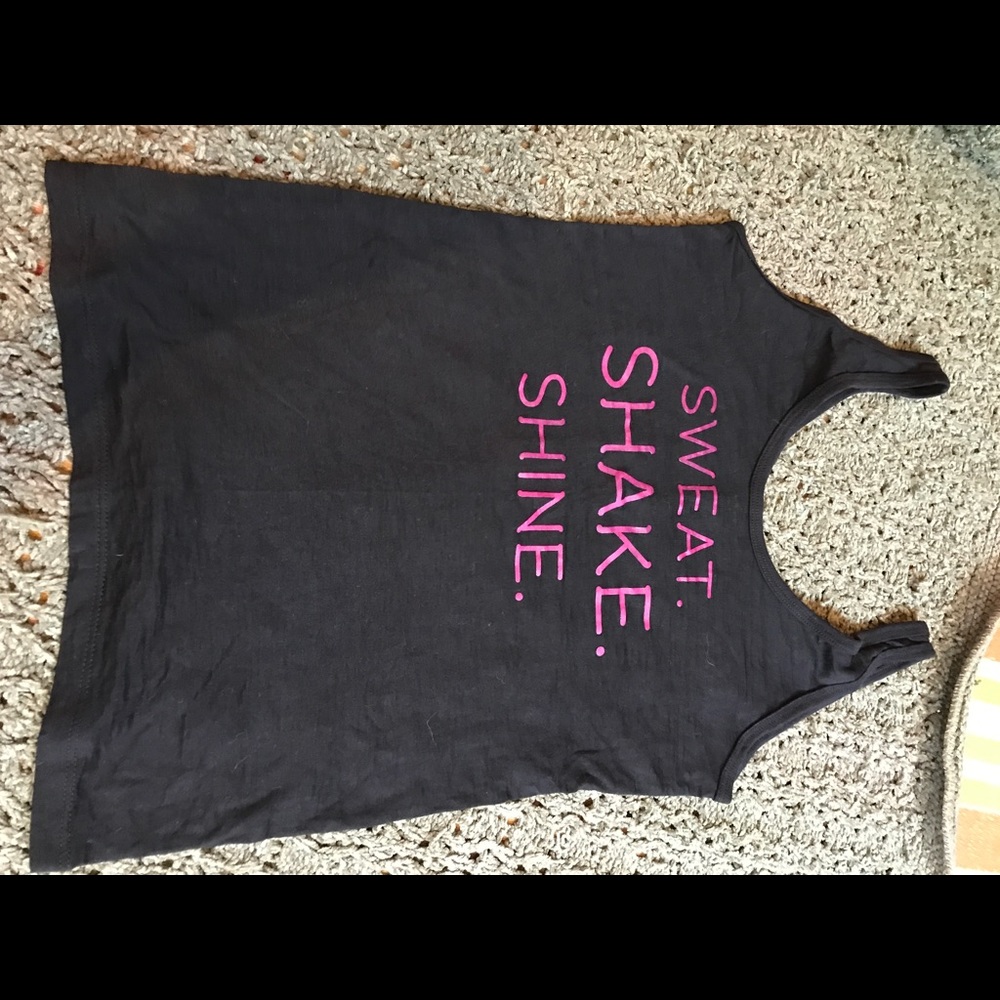 Black "sweat shake shine" alternative tank.