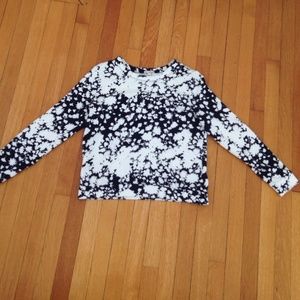 Navy and white floral sweatshirt