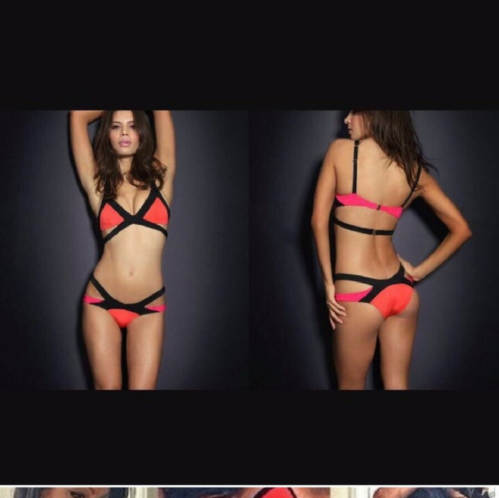 Corlorful sensation, this bandage bikini pink oran - Picture 2 of 3