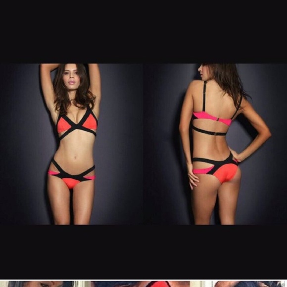 Corlorful sensation, this bandage bikini pink oran - Picture 2 of 3