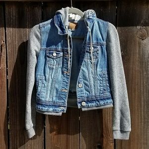 🗻AEO Jean/Sweater Sleeve Hooded Jacket XSMALL