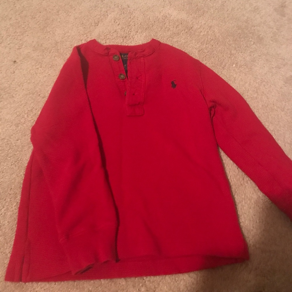Red long sleeve 3 button boys polo