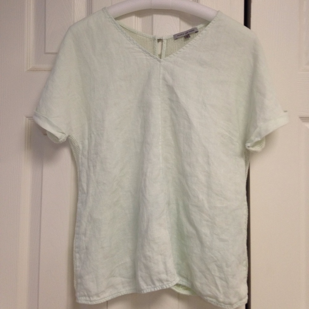 Anthropologie Size 6 Mint Green Linen Top