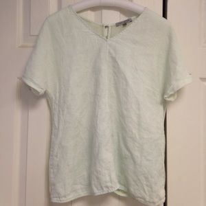 Anthropologie Size 6 Mint Green Linen Top