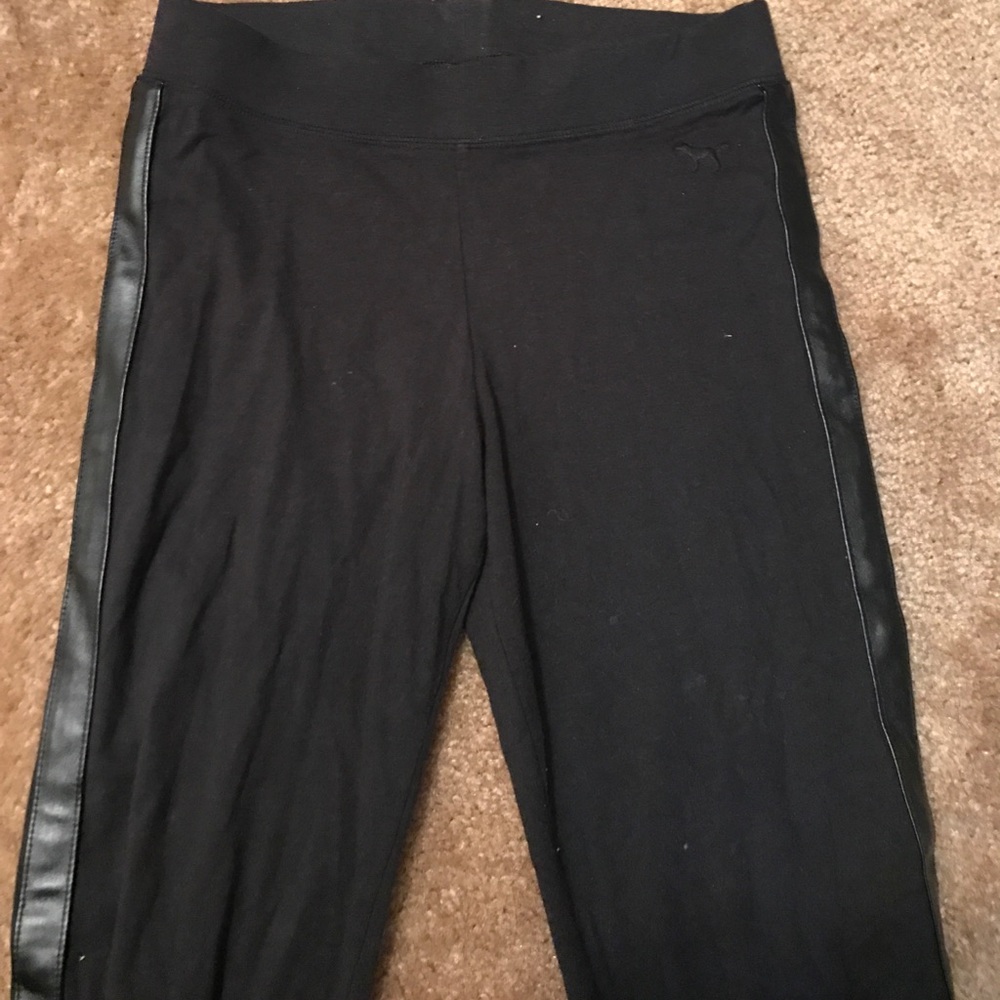 VS PINK black leggings with leather
