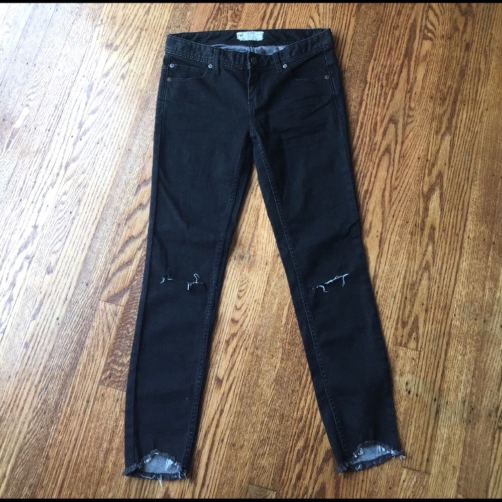 Free people raw hem jeans distressed black 26