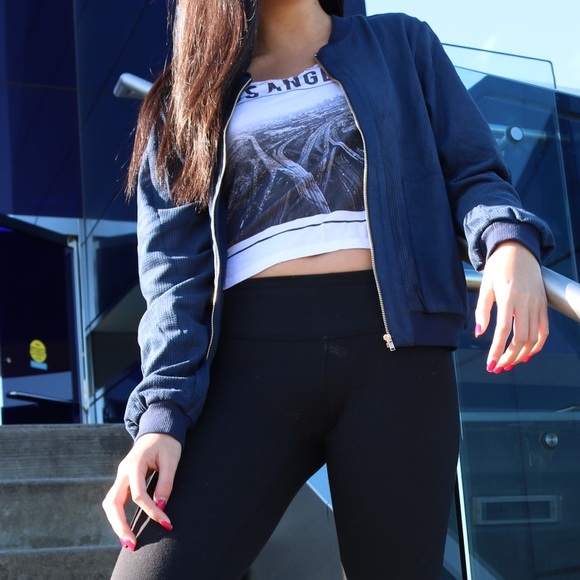 Francesca's Collections Jackets & Blazers - Soft Blue Suede Bomber Jacket