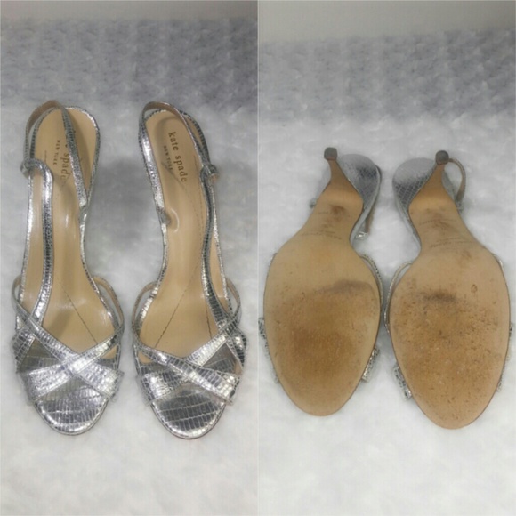 Kate Spade Authentic Silver Snake Kitten Heels 9 - Picture 2 of 7
