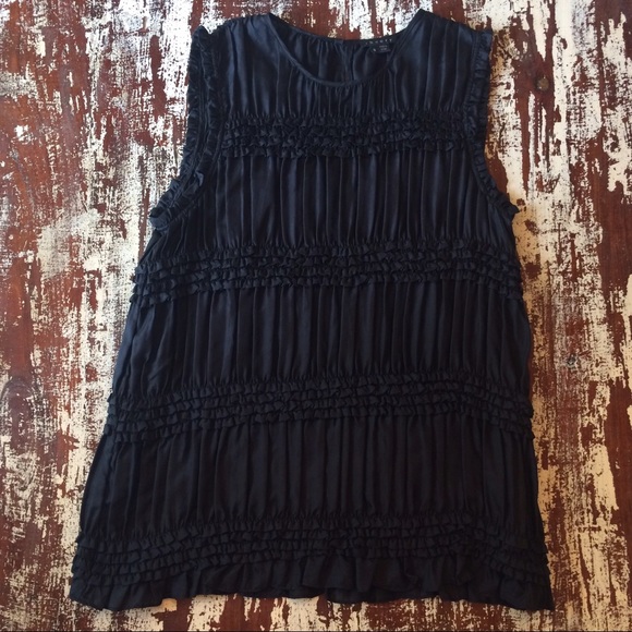 SOLD Theory silk black ruffle top - Picture 2 of 4