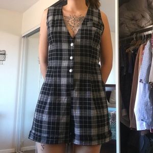 Vintage Black plaid Romper